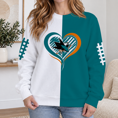FINAL SALE - NEW CUSTOMIZED NHL32 SJS SAN JOSE SHARKS RIBBED HOODIE & SWEATSHIRT