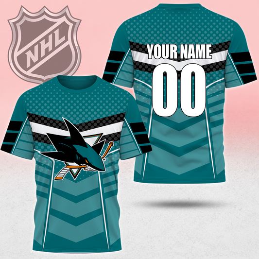 SPECIAL EDITION - NEW CUSTOMIZED NHL32 SJS SAN JOSE SHARKS T-SHIRT, POLO SHIRT, ZIP POLO SHIRT, SWEATSHIRT, HOODIE & ZIP HOODIE