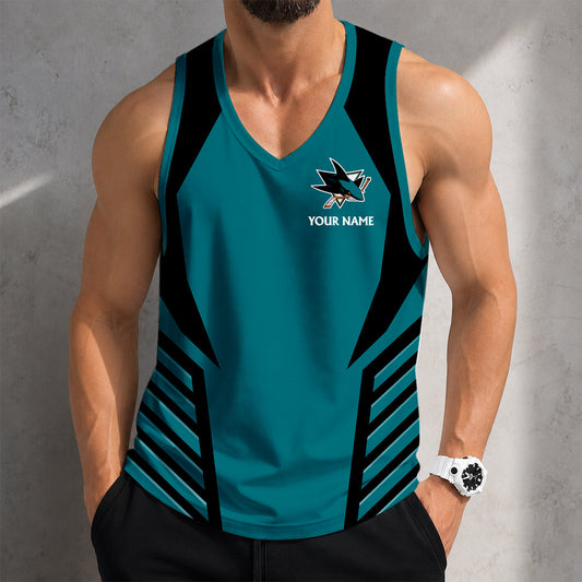 LIMITED EDITION - NEW CUSTOMIZED NHL32 SJS SAN JOSE SHARKS MEN'S TANK TOP
