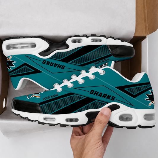 FLASH SALE - NEW CUSTOMIZED NHL32 SJS SAN JOSE SHARKS AIR MAX PLUS SNEAKERS
