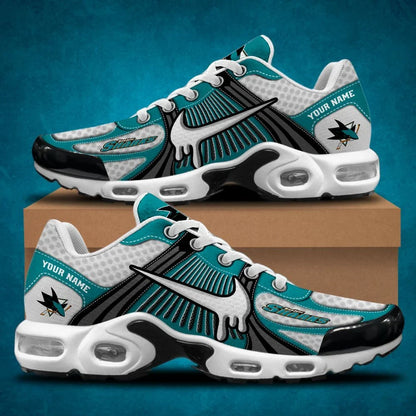 HOT DEAL - NEW CUSTOMIZED NHL32 SJS SAN JOSE SHARKS AIR MAX PLUS SNEAKERS