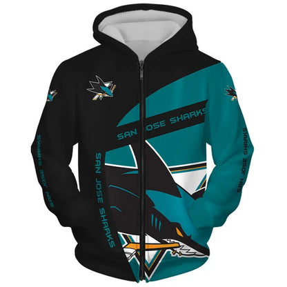 FINAL SALE - NEW CUSTOMIZED NHL32 SJS SAN JOSE SHARKS T-SHIRT, POLO SHIRT, ZIP POLO SHIRT, SWEATSHIRT, HOODIE & ZIP HOODIE