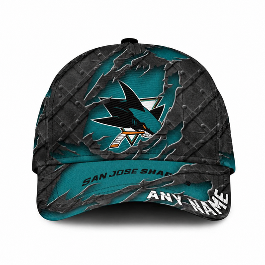 SPECIAL EDITION - NEW CUSTOMIZED NHL32 SJS SAN JOSE SHARKS CLASSIC CAP