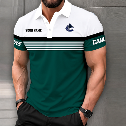 LIMITED EDITION - NEW CUSTOMIZED NHL19 VCC VANCOUVER CANUCKS POLO SHIRT