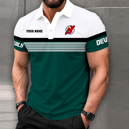 LIMITED EDITION - NEW CUSTOMIZED NHL06 NJD NEW JERSEY DEVILS POLO SHIRT