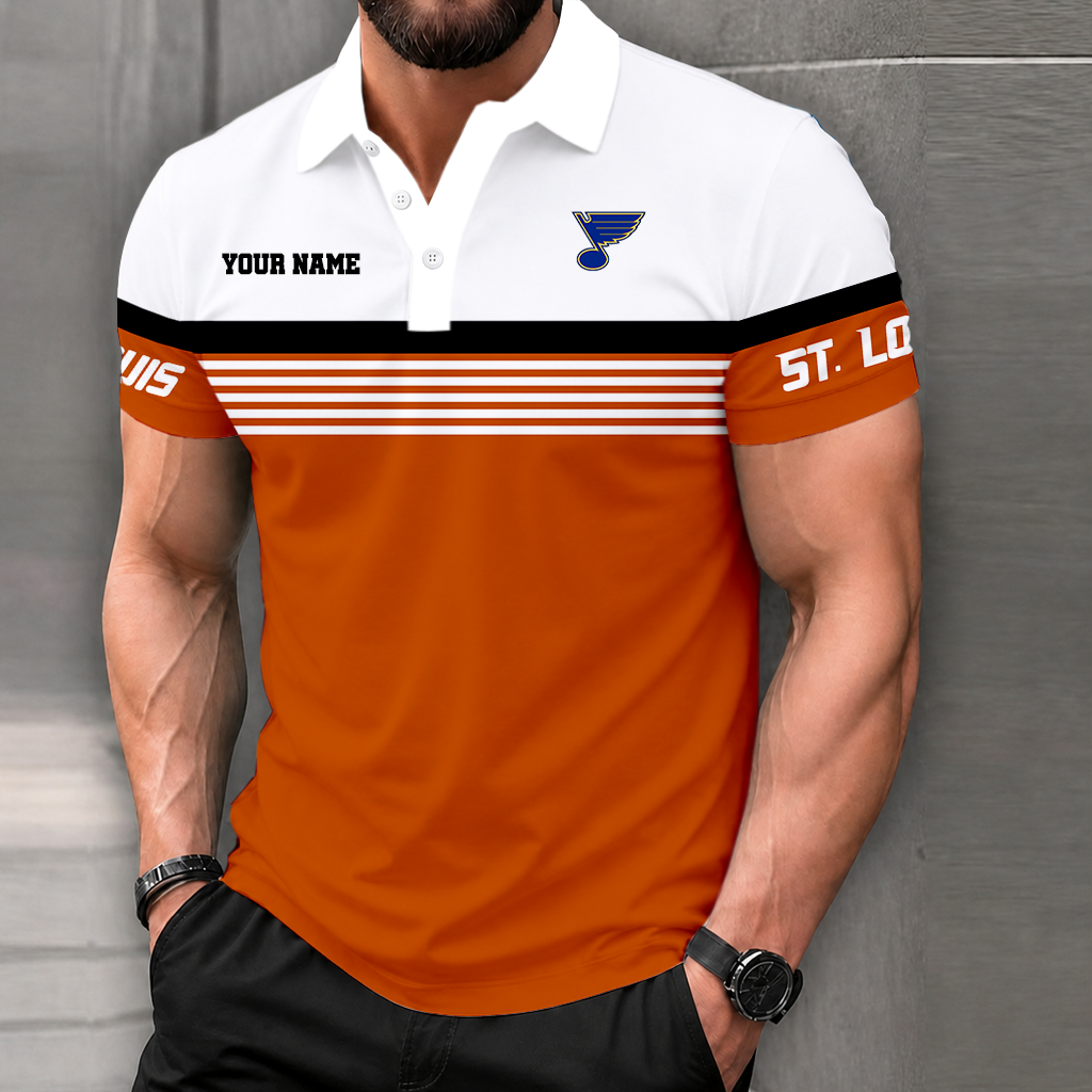 LIMITED EDITION - NEW CUSTOMIZED NHL14 SLB ST. LOUIS BLUES POLO SHIRT