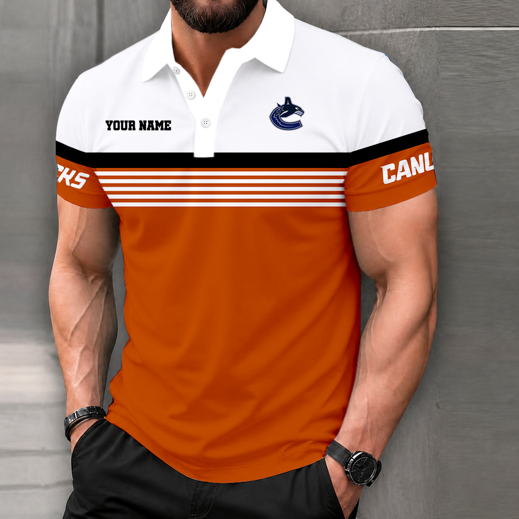 LIMITED EDITION - NEW CUSTOMIZED NHL19 VCC VANCOUVER CANUCKS POLO SHIRT