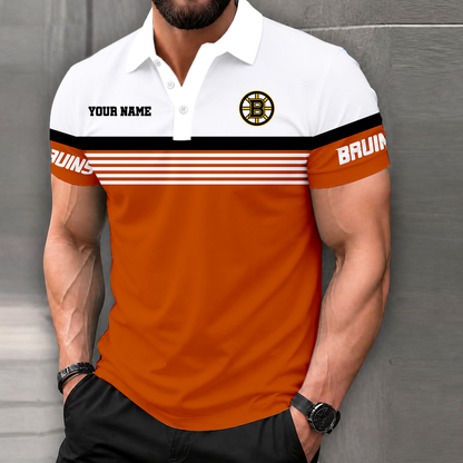 LIMITED EDITION - NEW CUSTOMIZED NHL02 BTB BOSTON BRUINS POLO SHIRT
