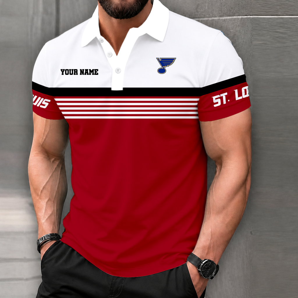 LIMITED EDITION - NEW CUSTOMIZED NHL14 SLB ST. LOUIS BLUES POLO SHIRT