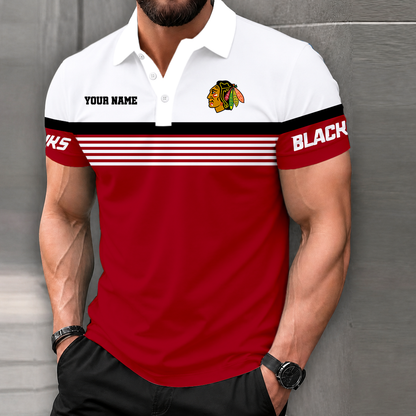 LIMITED EDITION - NEW CUSTOMIZED NHL08 CBH CHICAGO BLACKHAWKS POLO SHIRT