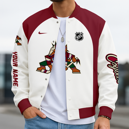 LIMITED EDITION - NEW CUSTOMIZED NHL30 AZC ARIZONA COYOTES SATIN VARSITY JACKET & BASEBALL JACKET