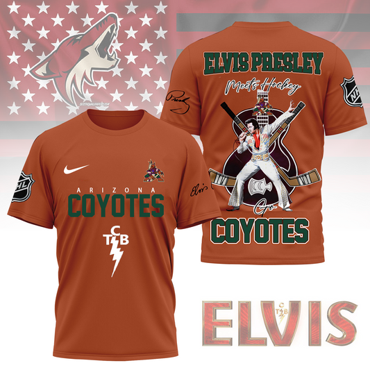 LIMITED EDITION - NEW CUSTOMIZED NHL30 AZC ARIZONA COYOTES X ELVIS PRESLEY FAN 3D SHIRT