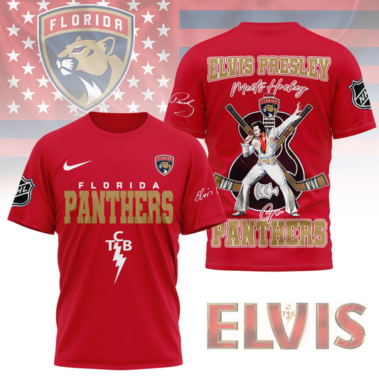 LIMITED EDITION - NEW CUSTOMIZED NHL01 FPT FLORIDA PANTHERS X ELVIS PRESLEY FAN 3D SHIRT