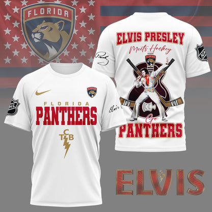 LIMITED EDITION - NEW CUSTOMIZED NHL01 FPT FLORIDA PANTHERS X ELVIS PRESLEY FAN 3D SHIRT