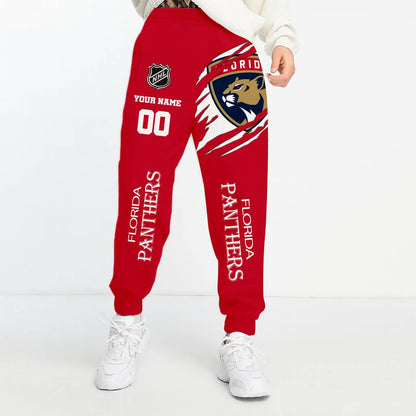 LIMITED EDITION - NEW CUSTOMIZED NHL01 FPT FLORIDA PANTHERS UNISEX LONG PANTS