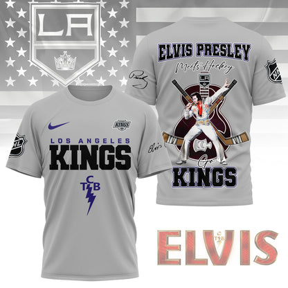 LIMITED EDITION - NEW CUSTOMIZED NHL16 LAK LOS ANGELES KINGS X ELVIS PRESLEY FAN 3D SHIRT