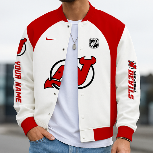 LIMITED EDITION - NEW CUSTOMIZED NHL06 NJD NEW JERSEY DEVILS BASEBALL JACKET