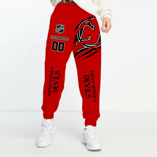 LIMITED EDITION - NEW CUSTOMIZED NHL06 NJD NEW JERSEY DEVILS UNISEX LONG PANTS