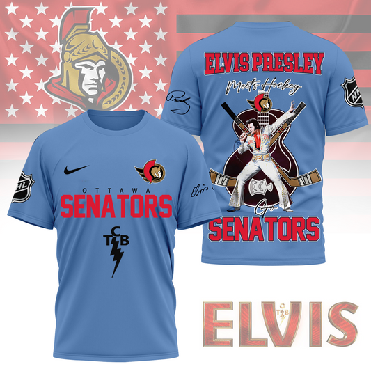 LIMITED EDITION - NEW CUSTOMIZED NHL29 OSN OTTAWA SENATORS X ELVIS PRESLEY FAN 3D SHIRT