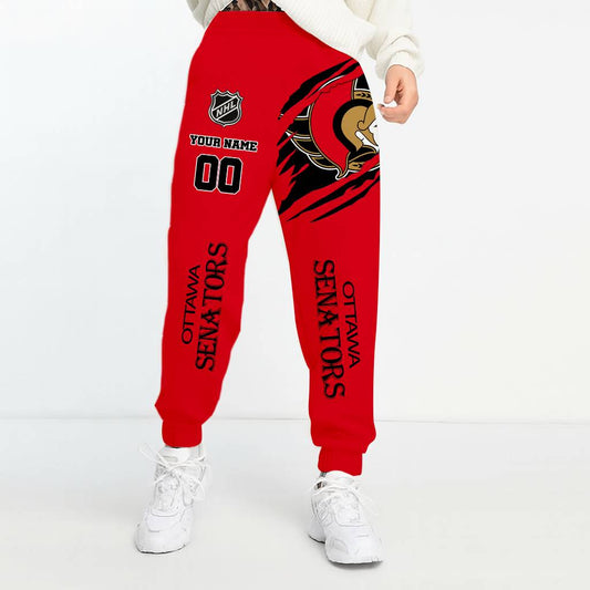LIMITED EDITION - NEW CUSTOMIZED NHL29 OSN OTTAWA SENATORS UNISEX LONG PANTS