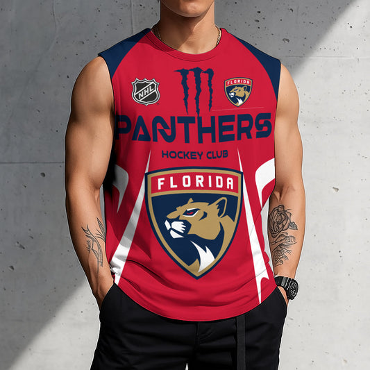 LIMITED EDITION - NEW CUSTOMIZED NHL01 FPT FLORIDA PANTHERS TANK TOP & GYM SHIRT