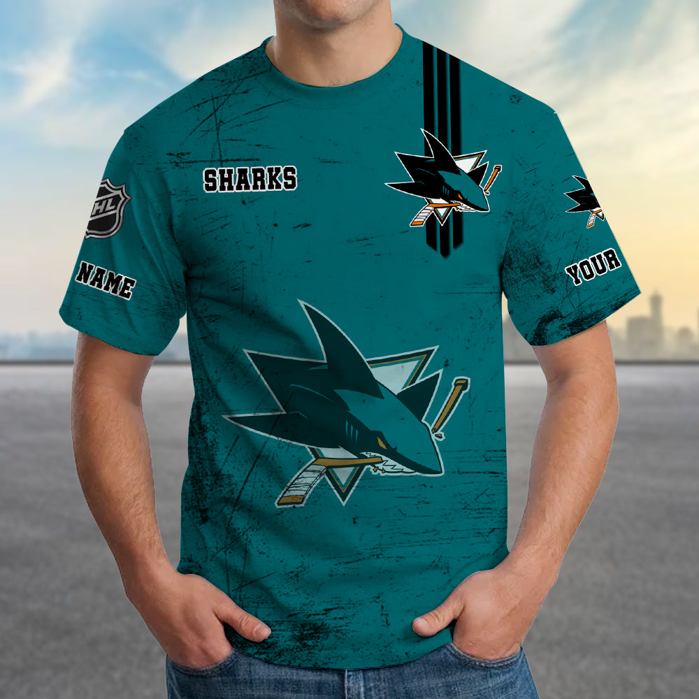 LIMITED EDITION - NEW CUSTOMIZED NHL32 SJS SAN JOSE SHARKS T-SHIRT FOR FANS