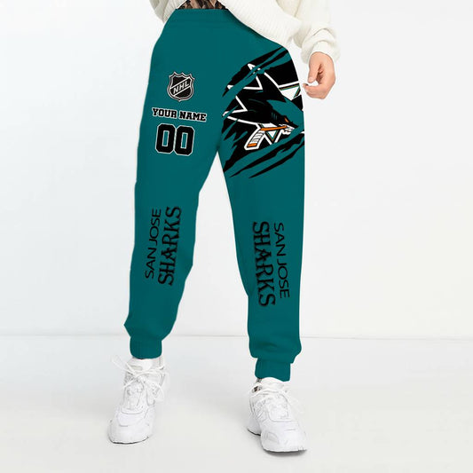 LIMITED EDITION - NEW CUSTOMIZED NHL32 SJS SAN JOSE SHARKS UNISEX LONG PANTS