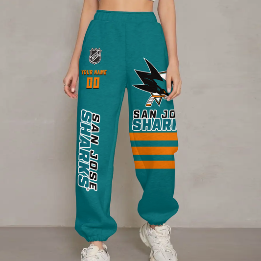 LIMITED EDITION - NEW CUSTOMIZED NHL32 SJS SAN JOSE SHARKS UNISEX LONG PANTS