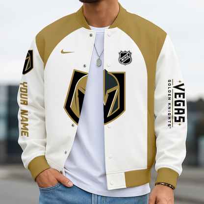 LIMITED EDITION - NEW CUSTOMIZED NHL04 VGK VEGAS GOLDEN KNIGHTS SATIN VARSITY JACKET & BASEBALL JACKET