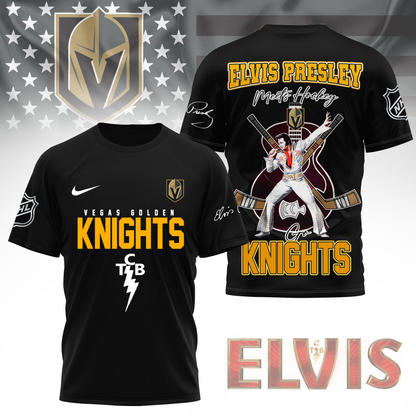 LIMITED EDITION - NEW CUSTOMIZED NHL04 VGK VEGAS GOLDEN KNIGHTS X ELVIS PRESLEY FAN 3D SHIRT