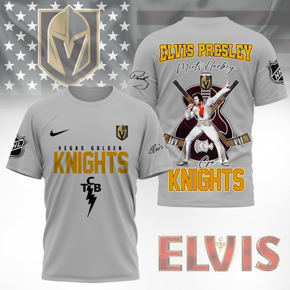 LIMITED EDITION - NEW CUSTOMIZED NHL04 VGK VEGAS GOLDEN KNIGHTS X ELVIS PRESLEY FAN 3D SHIRT