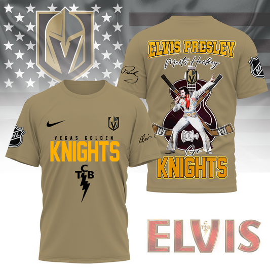 LIMITED EDITION - NEW CUSTOMIZED NHL04 VGK VEGAS GOLDEN KNIGHTS X ELVIS PRESLEY FAN 3D SHIRT