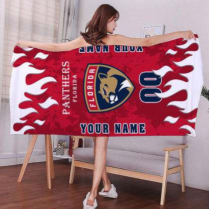 LIMITED EDITION - NEW CUSTOMIZED NHL01 FPT FLORIDA PANTHERS BATH & BEACH TOWEL