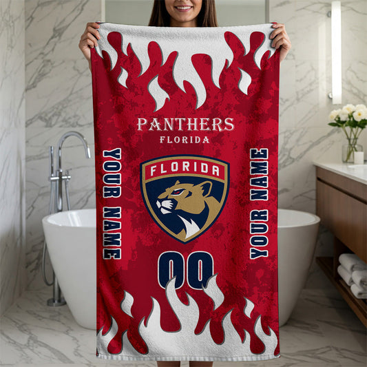 LIMITED EDITION - NEW CUSTOMIZED NHL01 FPT FLORIDA PANTHERS BATH & BEACH TOWEL