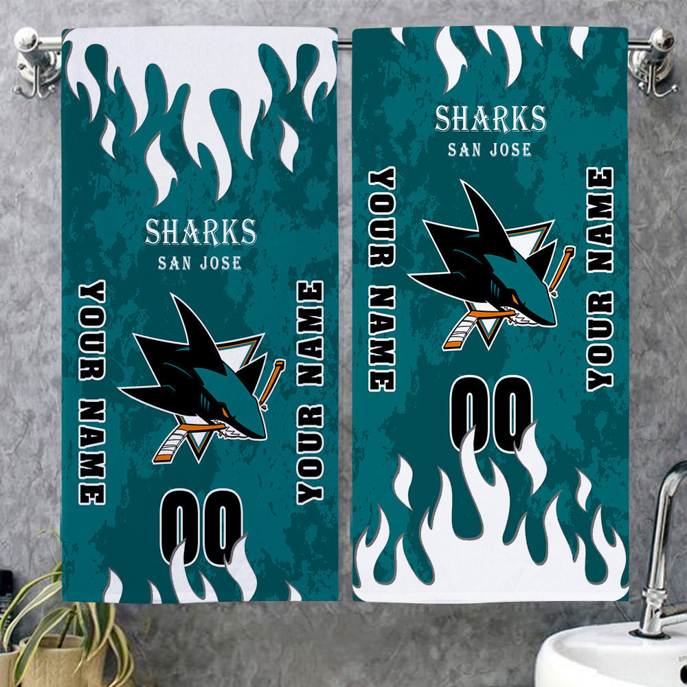 LIMITED EDITION - NEW CUSTOMIZED NHL32 SJS SAN JOSE SHARKS BATH & BEACH TOWEL