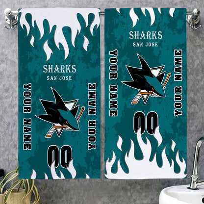 LIMITED EDITION - NEW CUSTOMIZED NHL32 SJS SAN JOSE SHARKS BATH & BEACH TOWEL