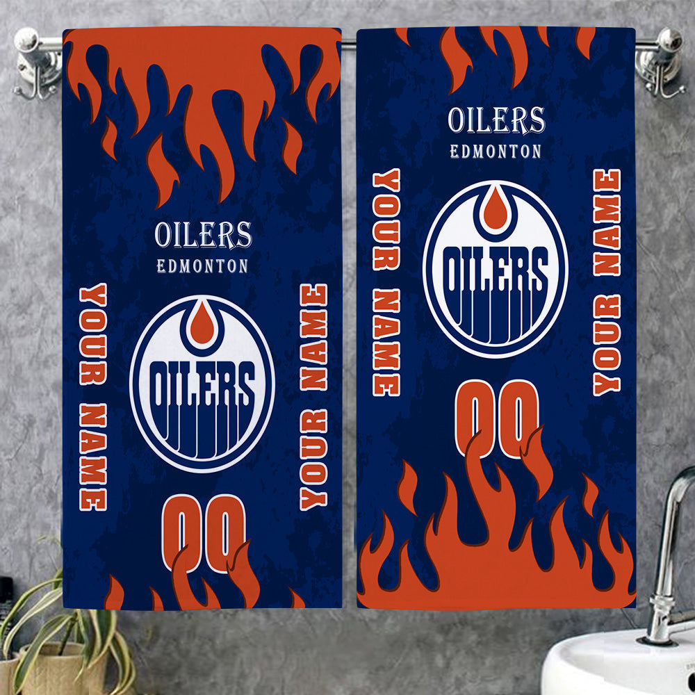LIMITED EDITION - NEW CUSTOMIZED NHL03 EMO EDMONTON OILERS BATH & BEACH TOWEL
