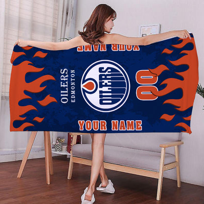 LIMITED EDITION - NEW CUSTOMIZED NHL03 EMO EDMONTON OILERS BATH & BEACH TOWEL