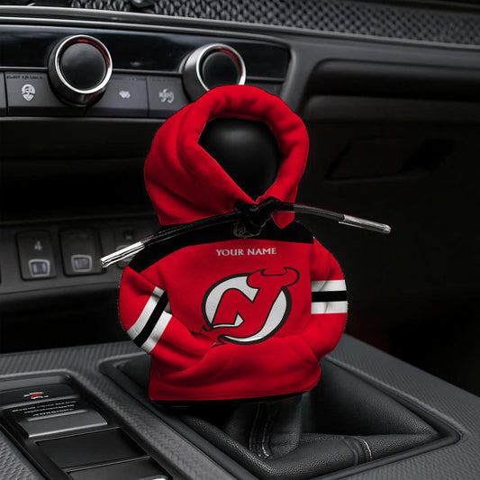 LIMITED EDITION - NEW CUSTOMIZED NHL06 NJD NEW JERSEY DEVILS AUTOMOTIVE HOODIE SHIFT KNOB COVER