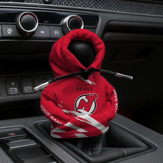 LIMITED EDITION - NEW CUSTOMIZED NHL06 NJD NEW JERSEY DEVILS AUTOMOTIVE HOODIE SHIFT KNOB COVER