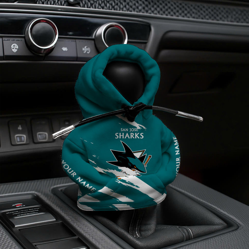 LIMITED EDITION - NEW CUSTOMIZED NHL32 SJS SAN JOSE SHARKS AUTOMOTIVE HOODIE SHIFT KNOB COVER
