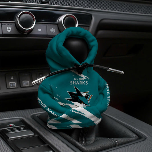 LIMITED EDITION - NEW CUSTOMIZED NHL32 SJS SAN JOSE SHARKS AUTOMOTIVE HOODIE SHIFT KNOB COVER