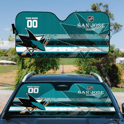LIMITED EDITION - NEW CUSTOMIZED NHL32 SJS SAN JOSE SHARKS AUTO WINDSHIELD SHADE