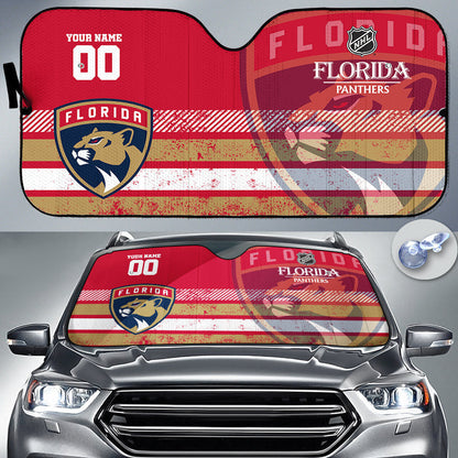 LIMITED EDITION - NEW CUSTOMIZED NHL01 FPT FLORIDA PANTHERS AUTO WINDSHIELD SHADE