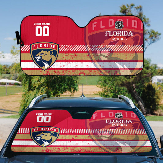 LIMITED EDITION - NEW CUSTOMIZED NHL01 FPT FLORIDA PANTHERS AUTO WINDSHIELD SHADE