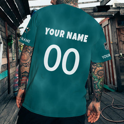 LIMITED EDITION - NEW CUSTOMIZED NHL32 SJS SAN JOSE SHARKS T-SHIRT