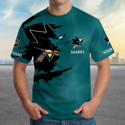 LIMITED EDITION - NEW CUSTOMIZED NHL32 SJS SAN JOSE SHARKS T-SHIRT